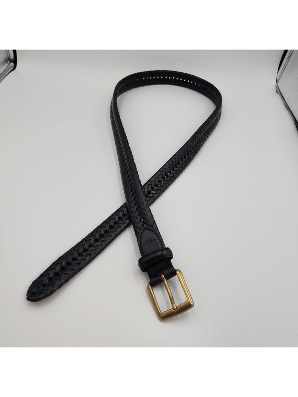Dockers Bonded Leather Woven Black Men's Belt 40 Brass Buckle 45" Length